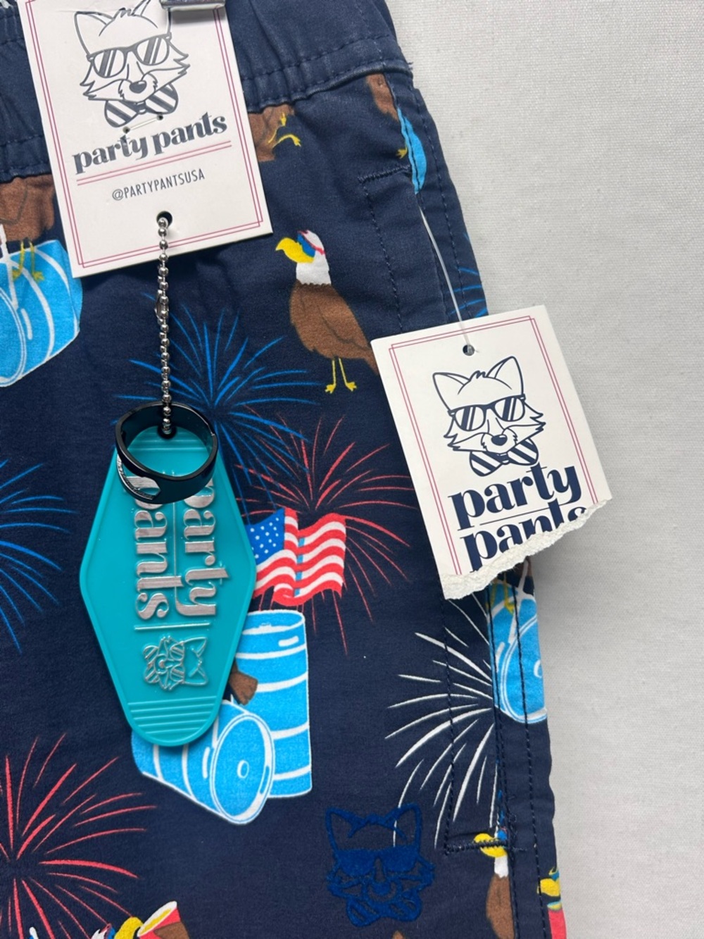 Navy Patriotic Eagle Print Swim Trunks Party Pants XL NWT - Picture 4 of 12